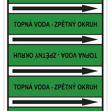 Značení potrubí, topná voda - zpětný okruh